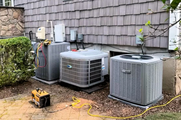 Prestige technician performing a AC installation for a homeowner in New Paltz NY
